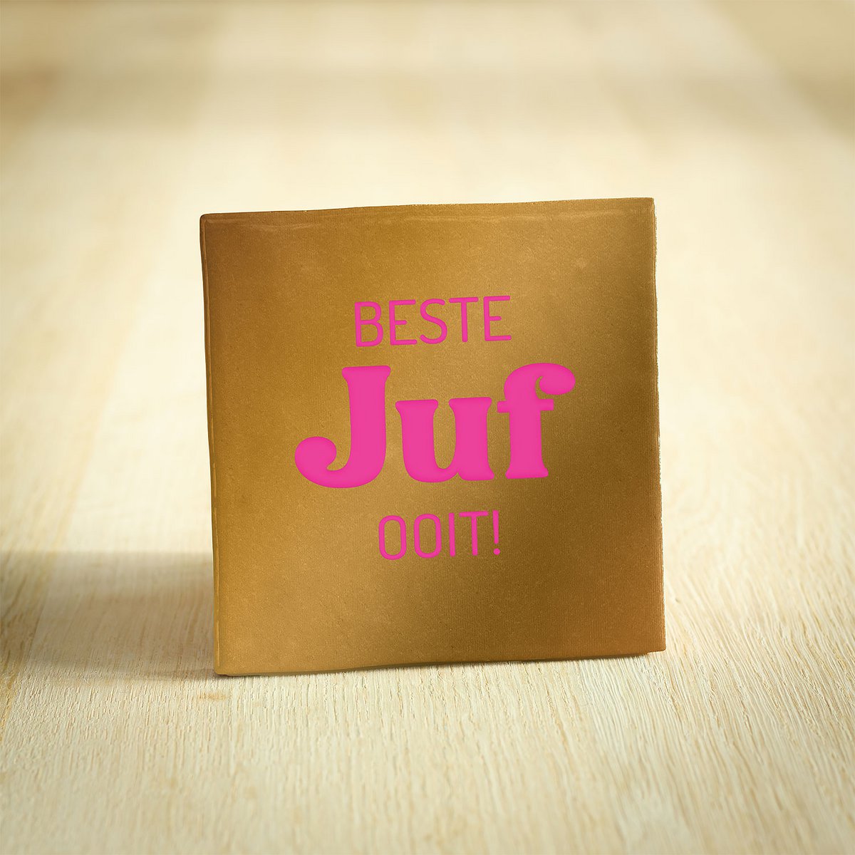 Tegeltje - Beste Juf Ooit | Goud & Neon Roze | 10x10cm