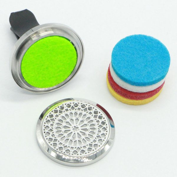 Diffusor für Auto Clip'Arôme - Rosette - aus Edelstahl mit Löscher - Dekoratives Zubehör für die Aromatherapie - Geschenkidee