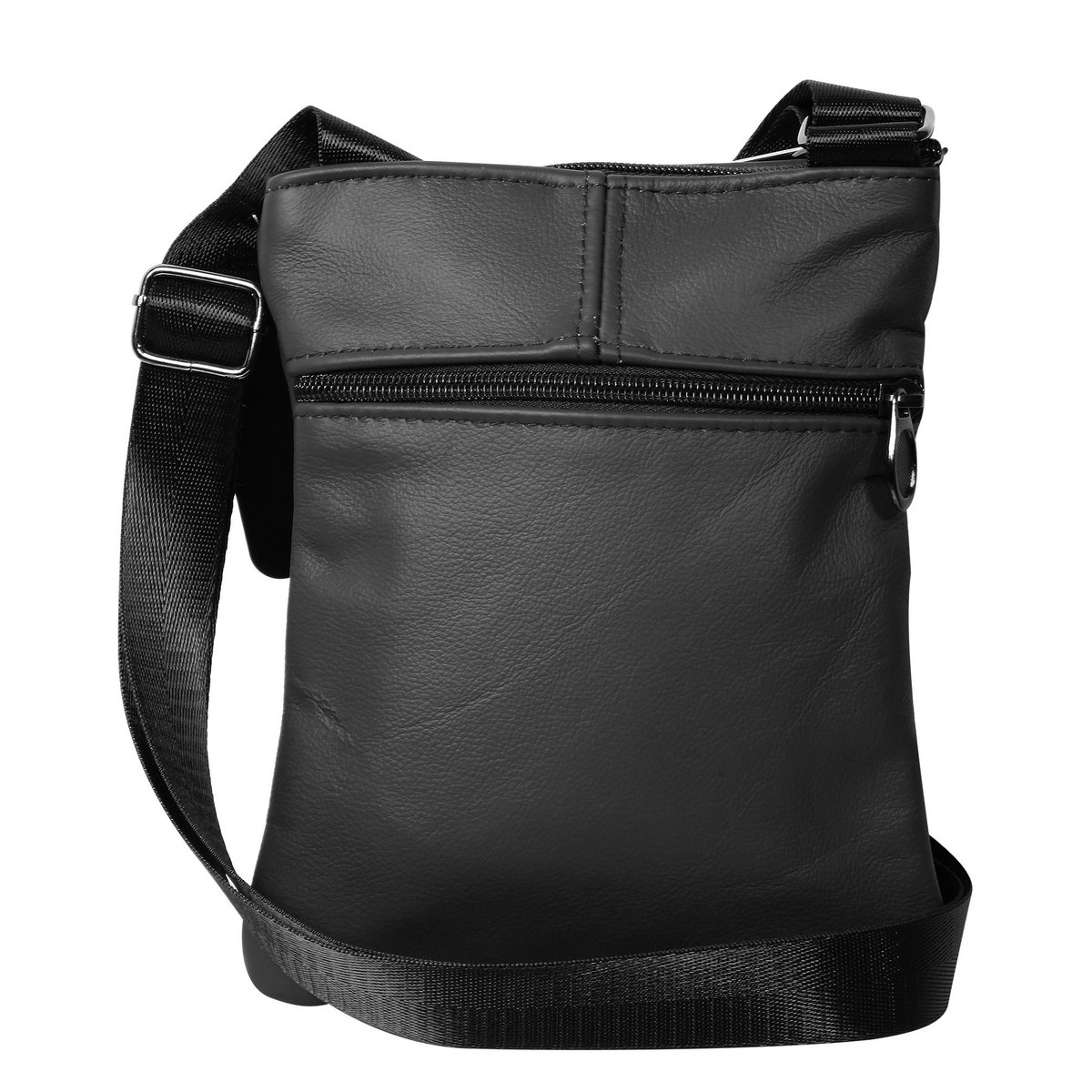 Sac à bandoulière en cuir véritable, unisexe, noir