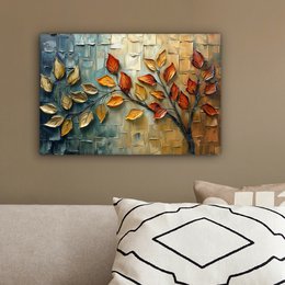 Canvas schilderij  - Wanddecoratie Boom - Abstract - Natuur - Kunst - Muurdecoratie woonkamer - Kamer decoratie modern - Abstracte schilderijen