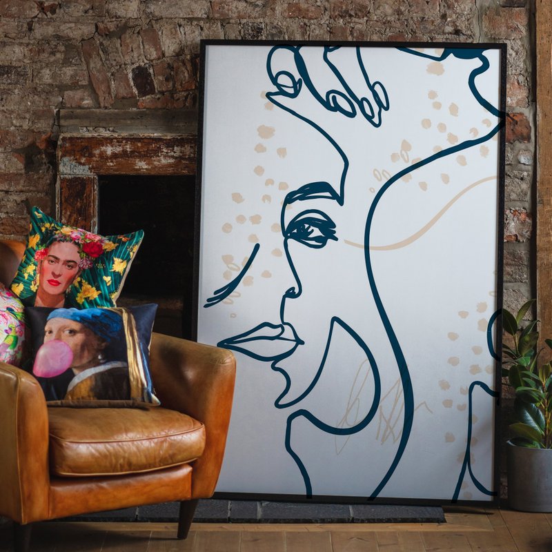 Abstract Scribbled Face Print