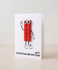 Postkarte „Alles, was ich mir zu Weihnachten wünsche“ – Baustein LEGO
