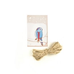 Gift tag bird in the snow
