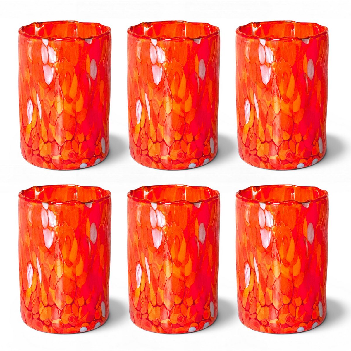 Verres Naif Tumbler en verre soufflé et fait main avec murrine de Murano, ligne « I Colori di Murano » 395 ml. Fabriqué en Italie