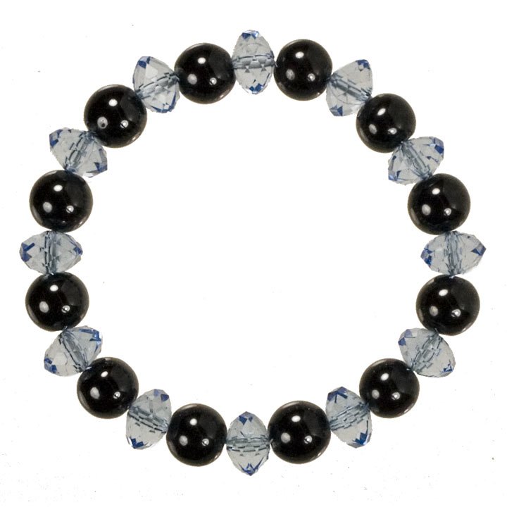Hematite bracelet "Diamond", 10mm, blue
