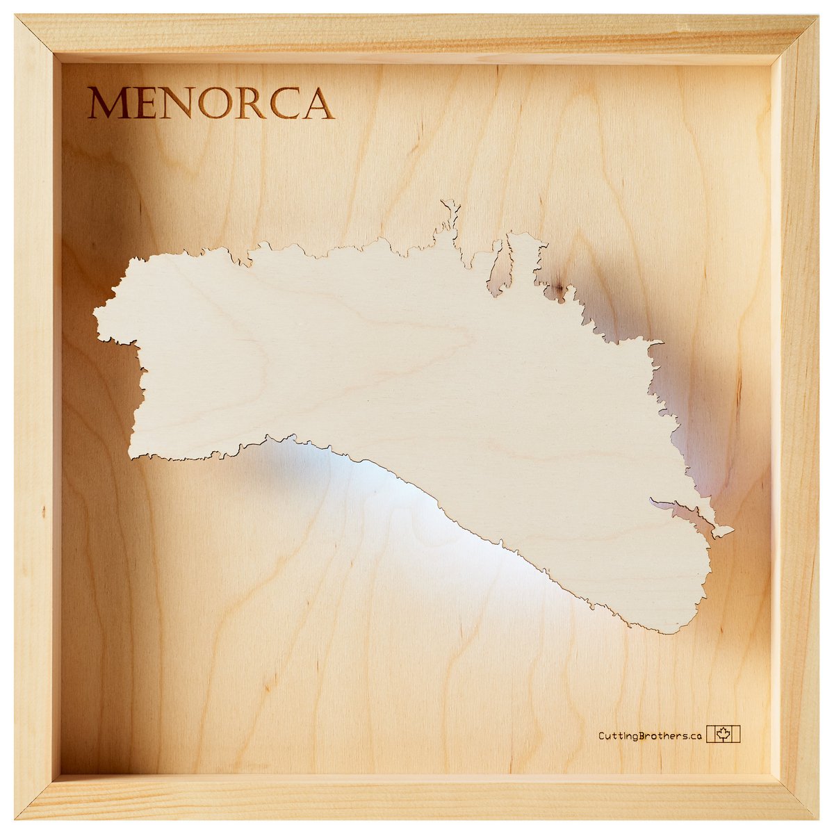 MENORCA - MAPA DE LUZ DE ISLA DE MADERA (LED) 3D