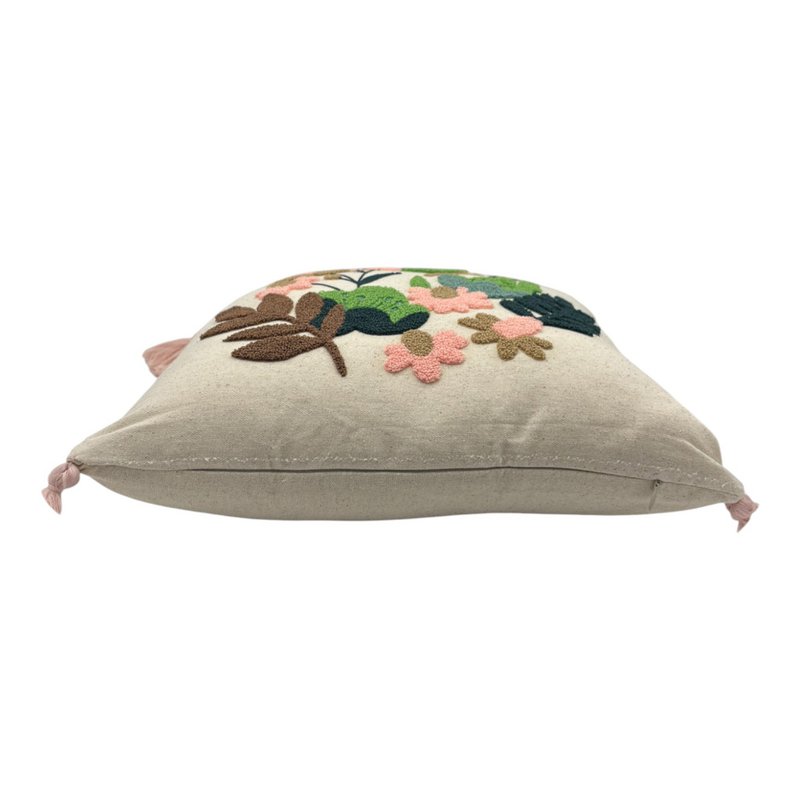 Decorative pillows with punch embroidery - flower - flower bust - 43 x 43cm