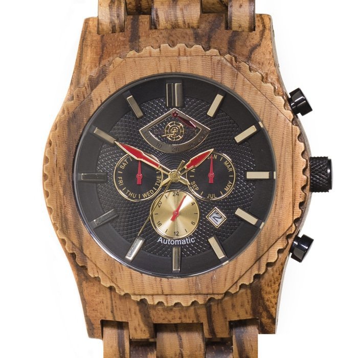 Greenwatch | extrem | Automatische Holzuhr | Zebrano