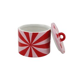 Voorraadpot - Swirl - Rood/Roze - 11x11x11,5cm