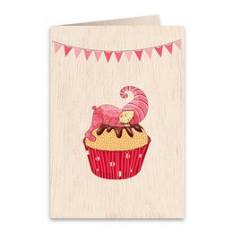 Pink Cupcake Fødselsdag Babyshower Dåb Nyfødt Træ foldet lykønskningskort
