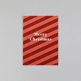 Carte postale Pâte de Bois Rayures de Noël Cloe Rouge
