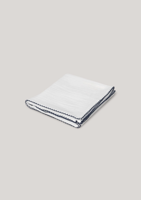 Mussola con piping all'uncinetto - Piping blu navy