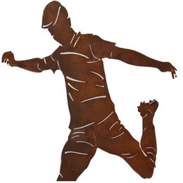 Footballer Player with Ball | Decoration figure made of metal rust |