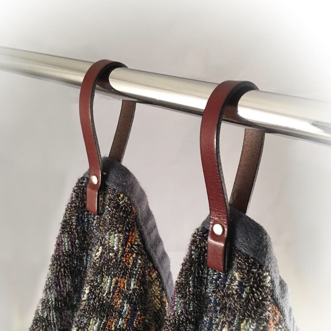 Porte-serviettes magnétiques en cuir marron, lot de 2