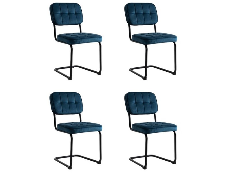 Speisesaalstühle 4 Flexa - Blau - Metalpoot - Samt