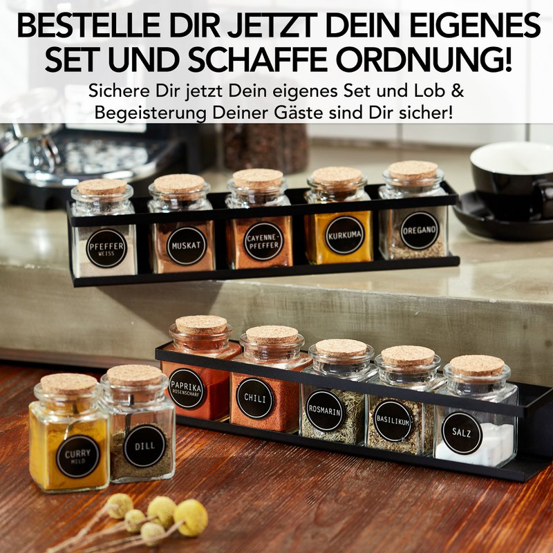 Spice shelf (2 Set) made of black metal with 3M ™ adhesive pads