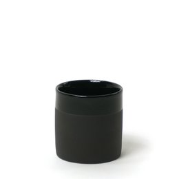 Cup Cyl S cer mat w.band black 150ml 6,7x7cm