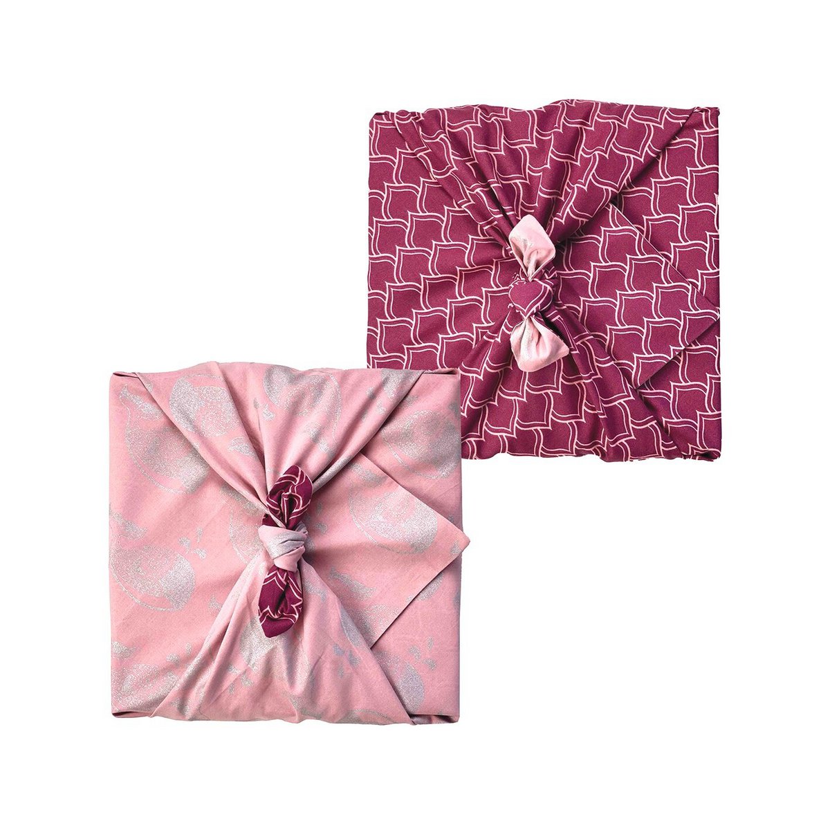 Furoshiki Cadeauverpakking Blush Whales & Maroon Arches Stof Cadeauverpakking - Dubbelzijdig (omkeerbaar)