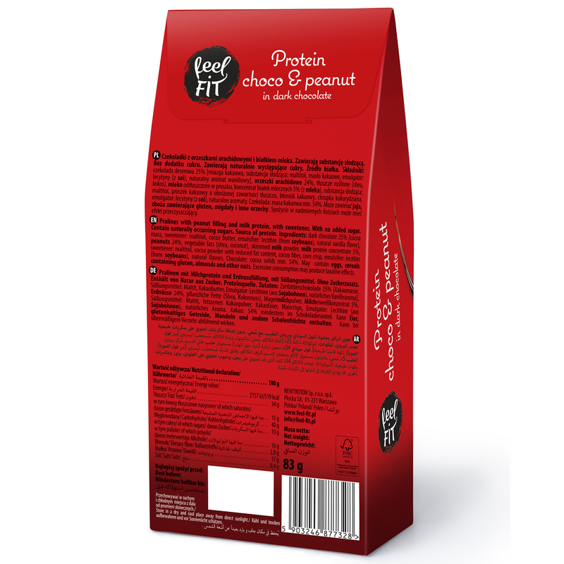 Feel FIT Choco & Peanut Chocolates, 17 % Protein, ohne Zuckerzusatz 83 g
