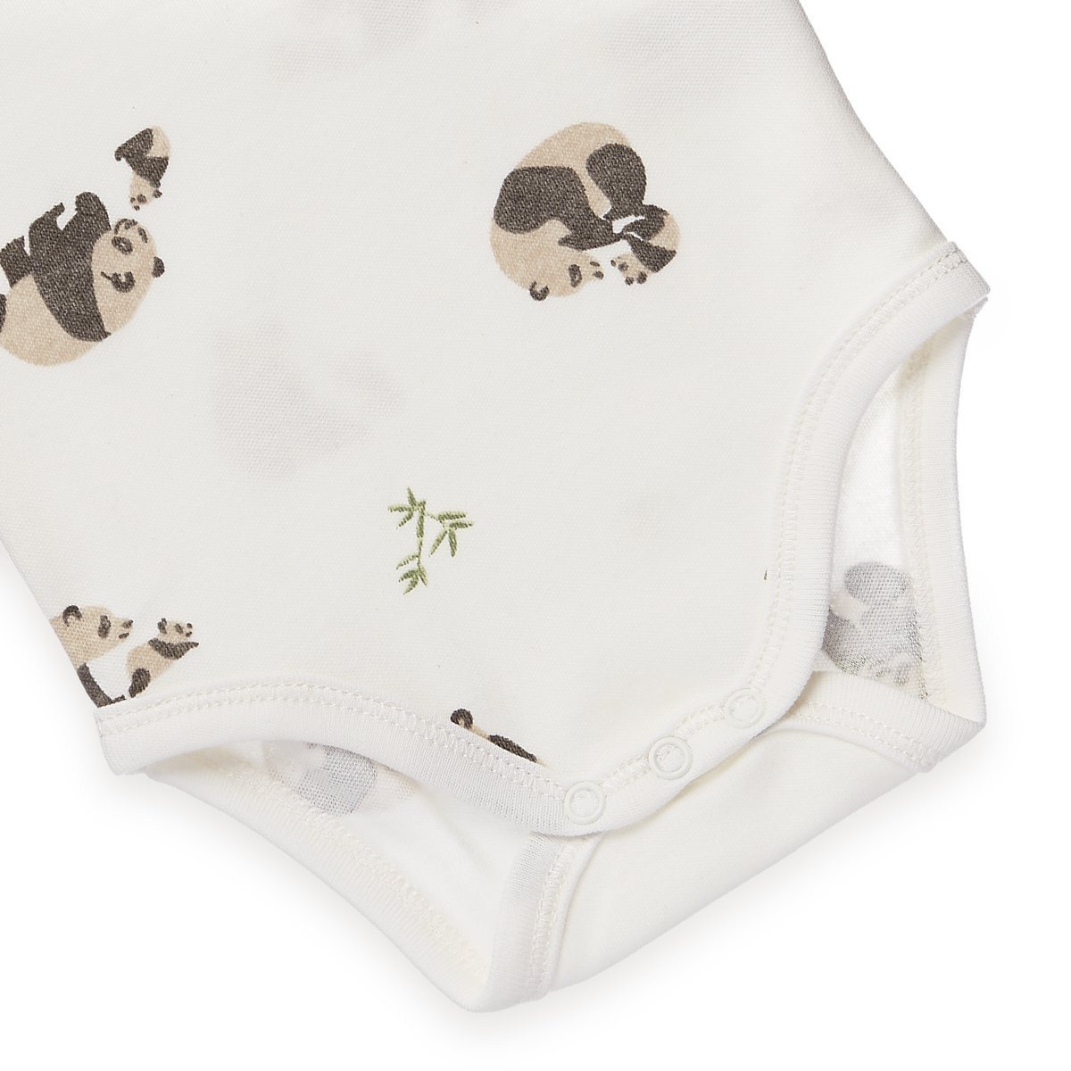 Baby Body Kurzarm - Panda AOP, Interlock - OffWhite
