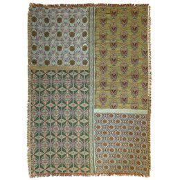 NIN-NIT | Couverture Nouveaux Classiques | plaid | couverture tissée | couvre-lit | 100% coton tissé | Fleurs | feuilles | imprimé nature graphique | marron | orange | beige | lilas | bleu | vert | violet | rose | 220x160cm