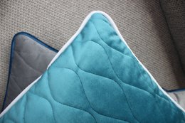 Kissen Samt türkis mit Keder grau 40x40 / 50x50 cm Sofakissen 