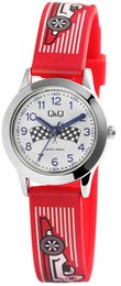 Red children's watch racing car design plastic strap analog dial kids timepiece