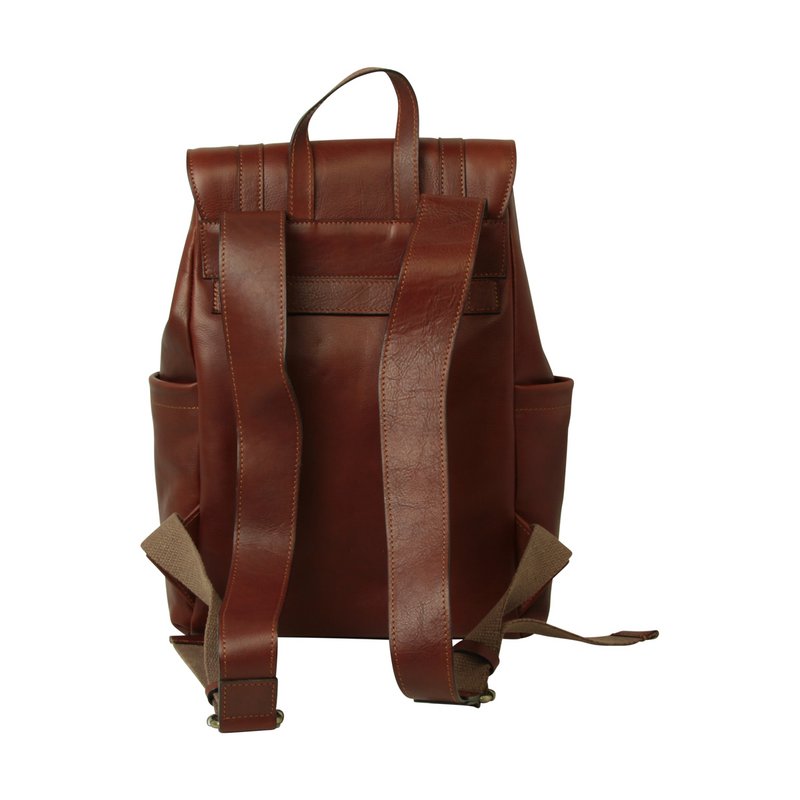 Laptop-Rucksack aus Leder mit Trolley-Gurt – Kastanie