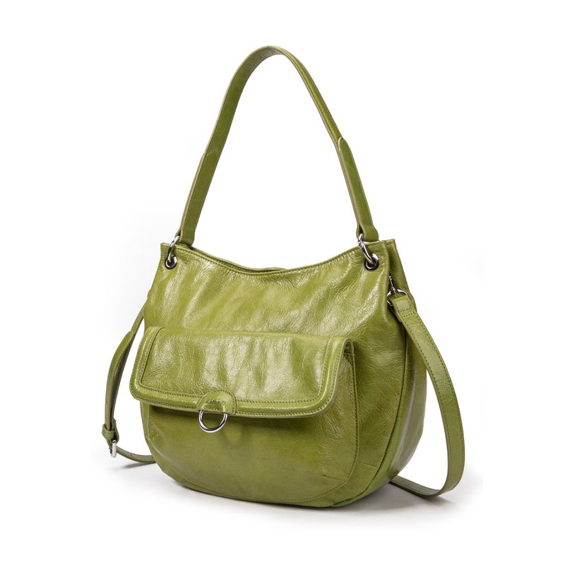 Zuurgroene hobo lederen tas