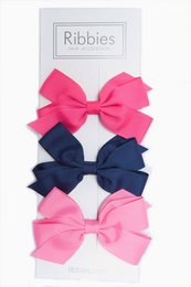 Sæt med 3 mellemstore sløjfer - Pink & Navy