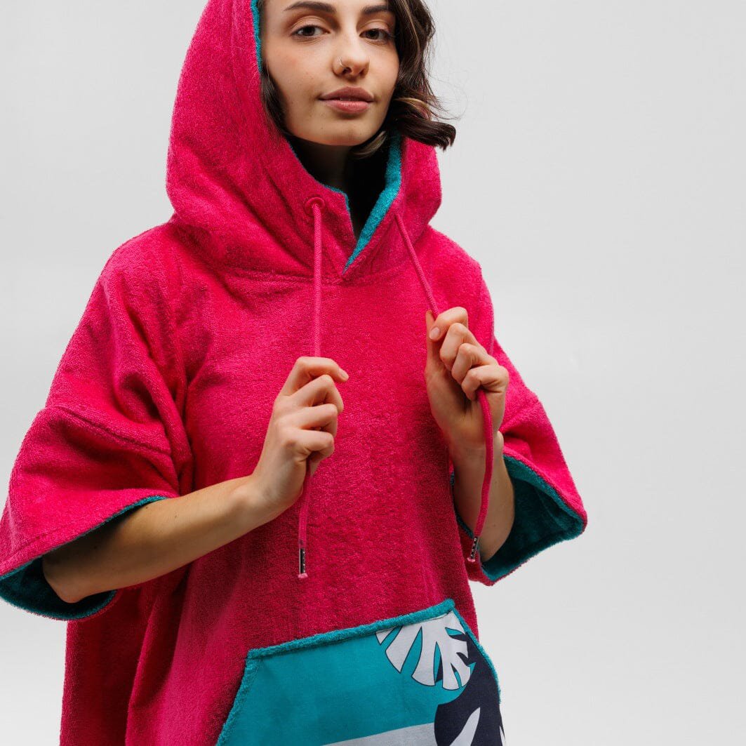 Poncho Pink Wave, terciopelo Baumwolle