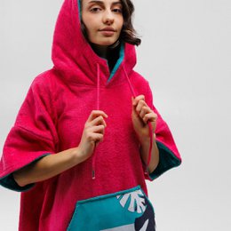 Poncho Pink Wave, Baumwolle Velours