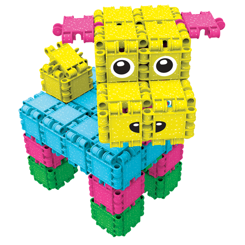 Clics building blocks– DURABLE TOYS made of RECYCLED PLASTIC (Made in Belgium)- Glitter building set 8 in 1