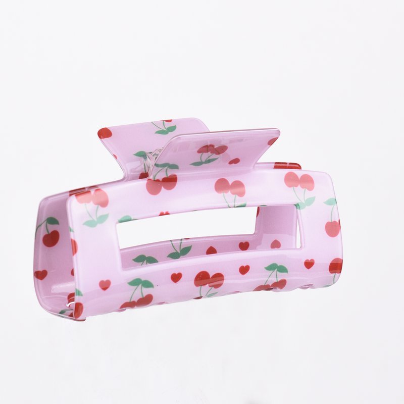 HAIR CLIP – PINK CHERRY PATTERN