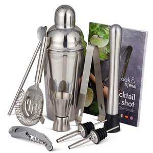 Cocktail set in stainless steel 10-piece