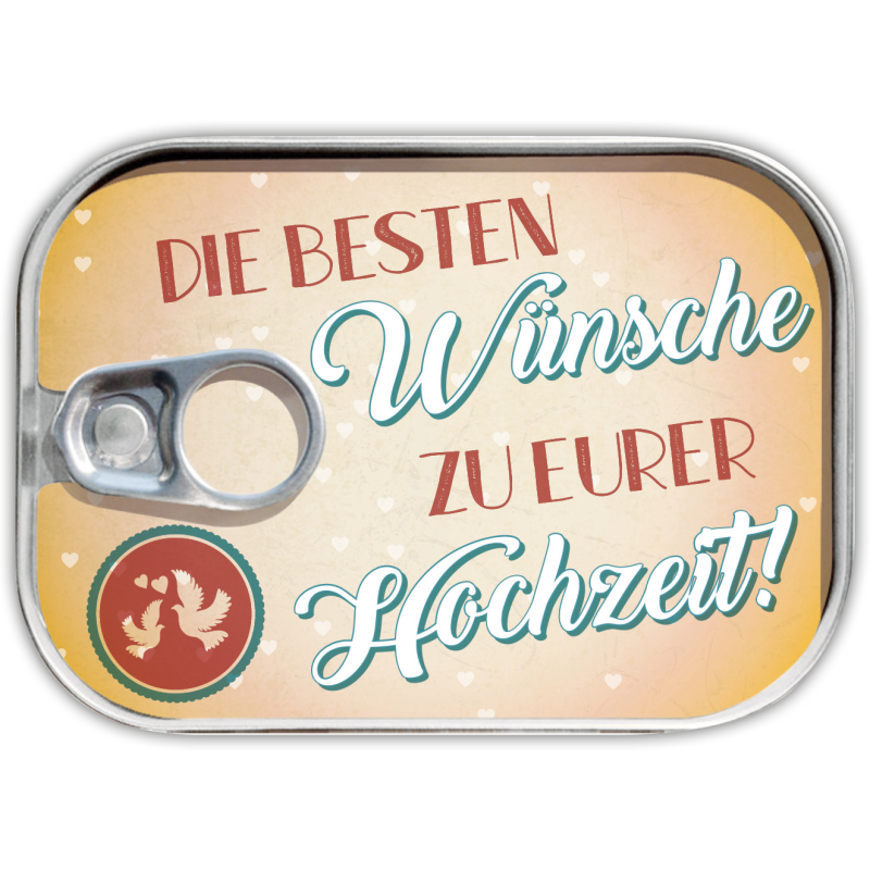 Courrier en conserve "Meilleurs voeux pour votre mariage!"