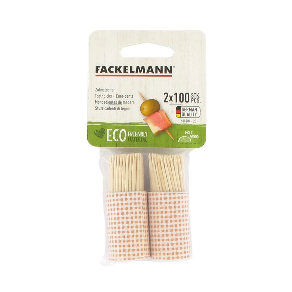 Set of 2 kegs of 100 wooden toothpicks Fackelmann Wood Edition
