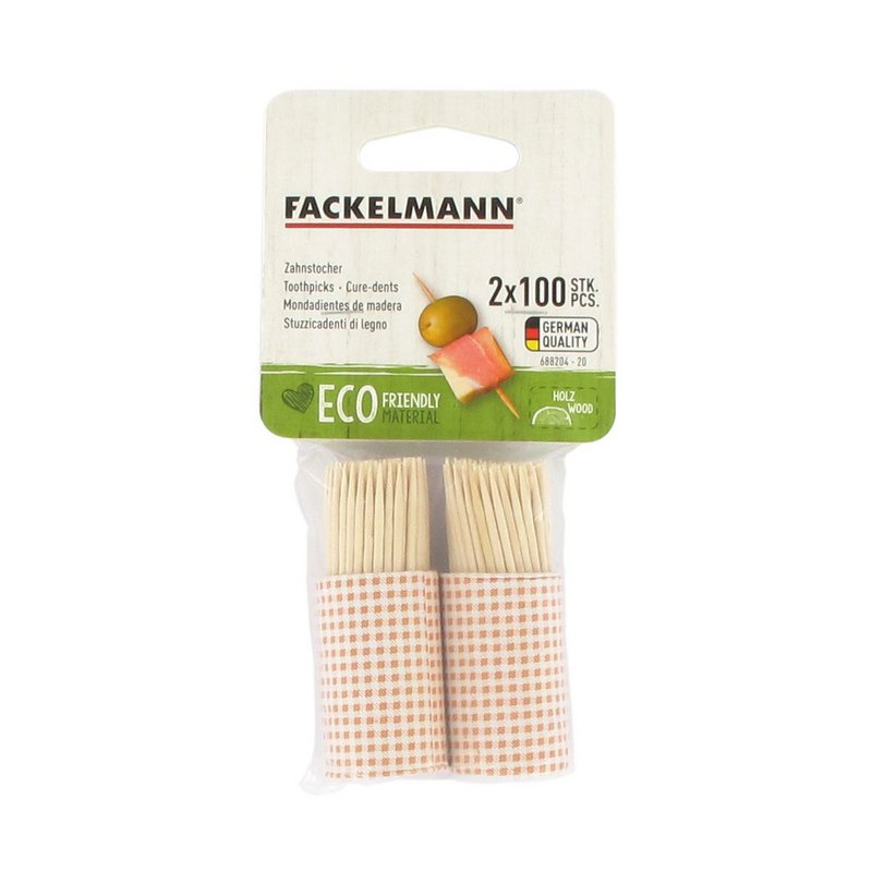 Set of 2 kegs of 100 wooden toothpicks Fackelmann Wood Edition