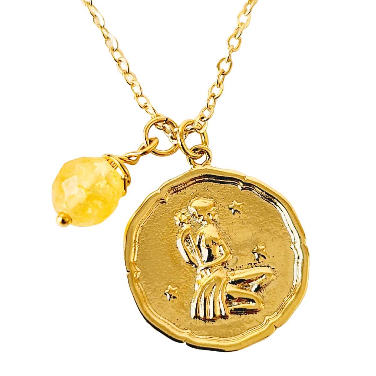 Zodiac Medallion Disc Necklace - Birthstone Pendant