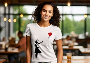 Banksys Graffiti-T-Shirt Unisex – Mädchen mit rotem Ballon