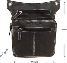 Hip bag - Black leather for the engine with extra compartment