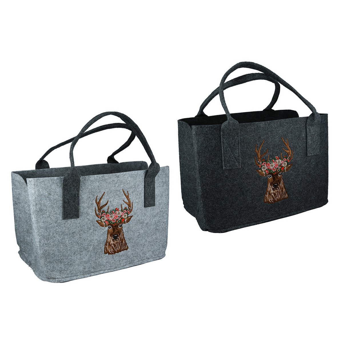 Filz Tasche"Hirschkopf m.Blum." VE 2 so