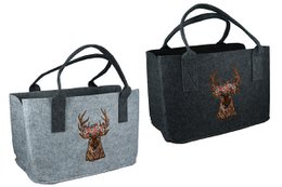Filz Tasche"Hirschkopf m.Blum." VE 2 so
