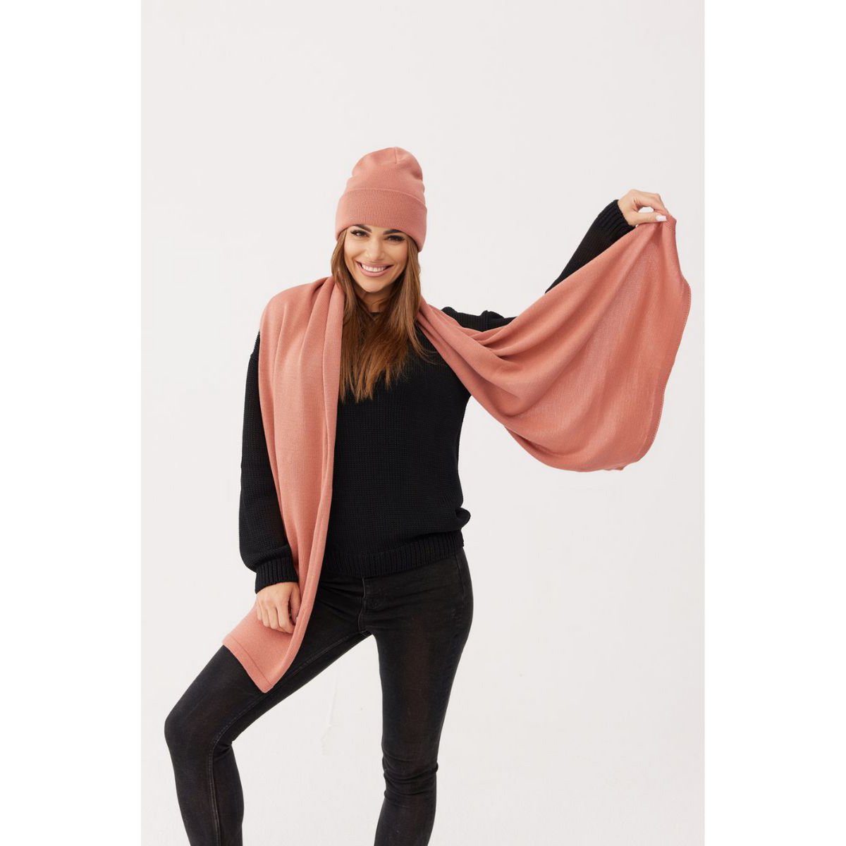 Szal PENELOPE – 100% wełny merino – migdał