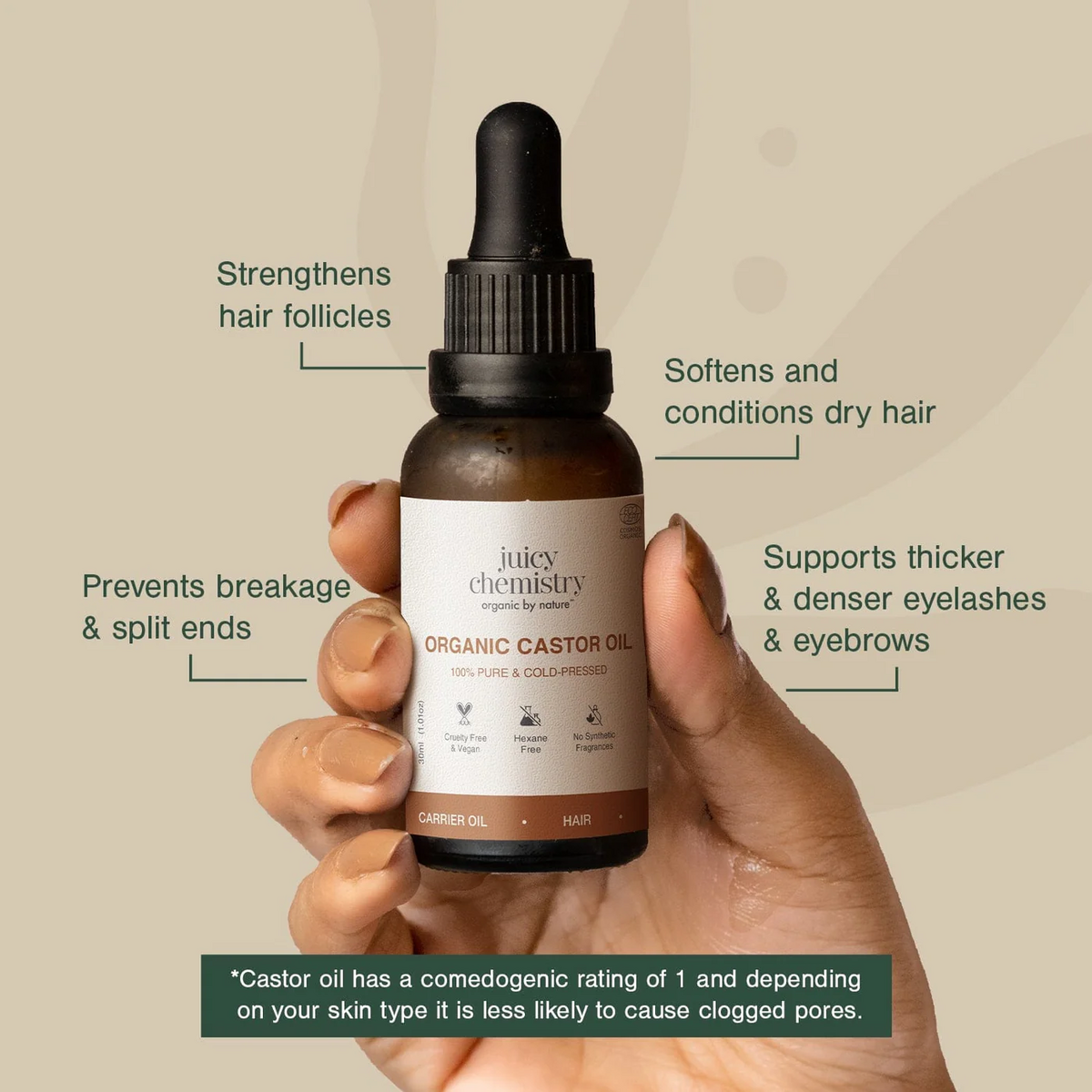 Organic Castor Cold Pressed Carrier Oil - 30ml