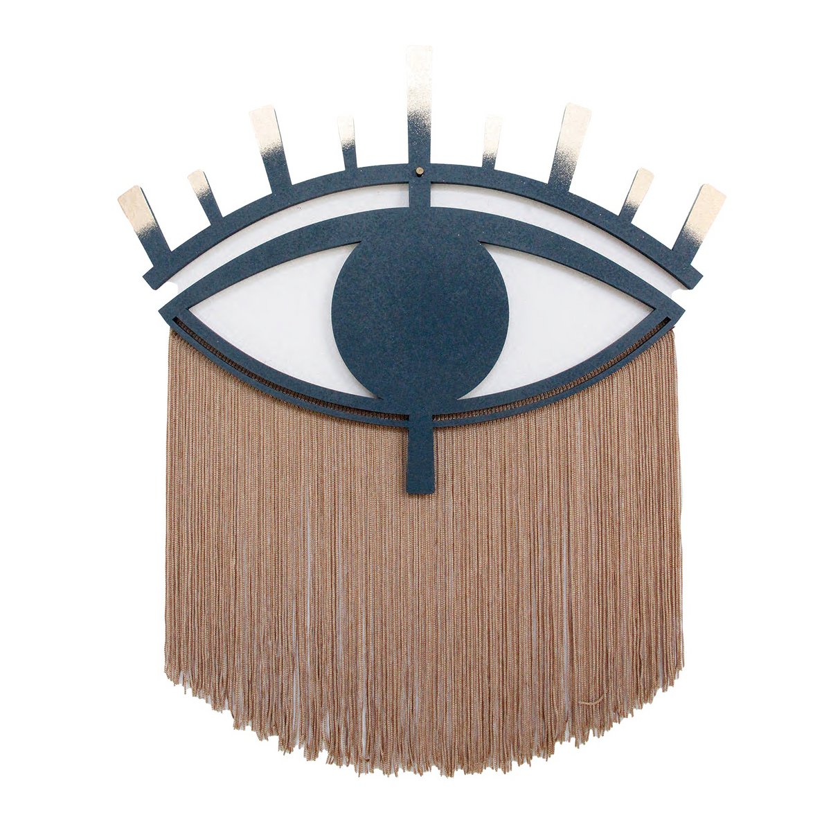 Occhio decorativo in legno e filo di cotone