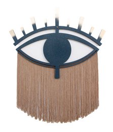 Occhio decorativo in legno e filo di cotone