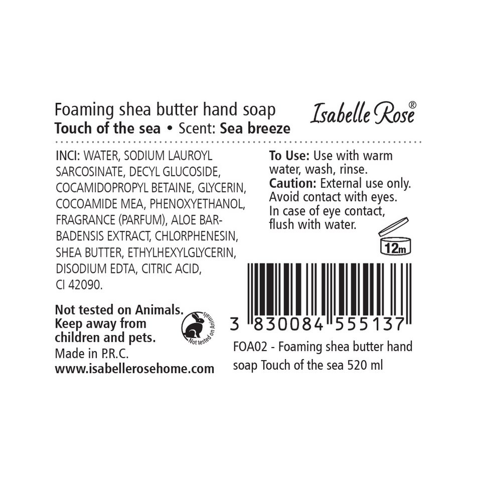 Schäumende Sheabutterseife Touch of the Sea 520 ml Isabelle Rose