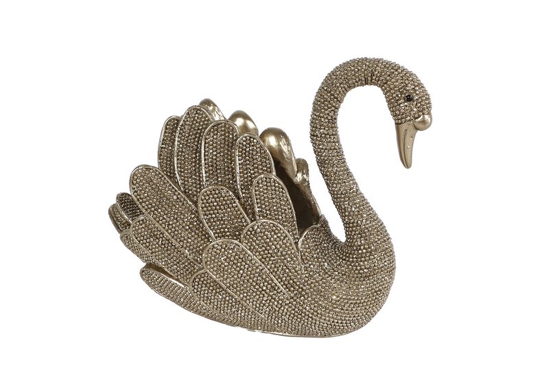 Sculpture Swan glitter gold