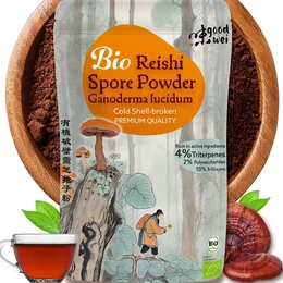 Bio Reishi Sporenpulver, 100g. Ganoderma lucidum supplement powder. Natural, organic, high quality.